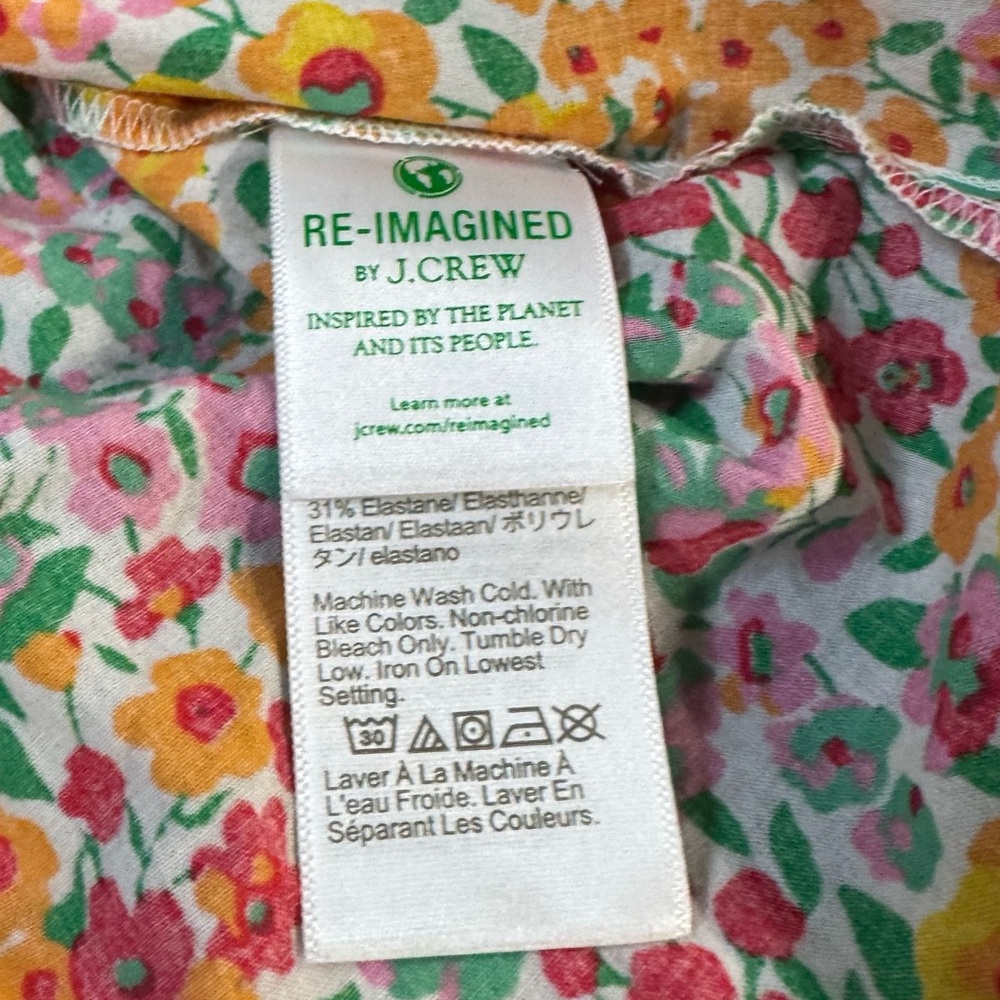 J. Crew  Top Dainty Floral Print Cotton Size 2X Peplum Elastic Body  Adjustable - Picture 10 of 13